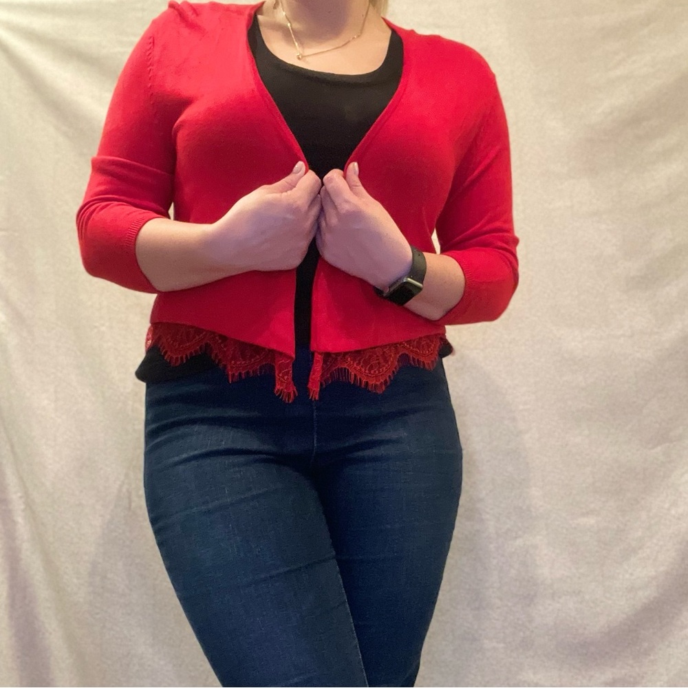 Tommy Hilfiger Red Cropped Sweater